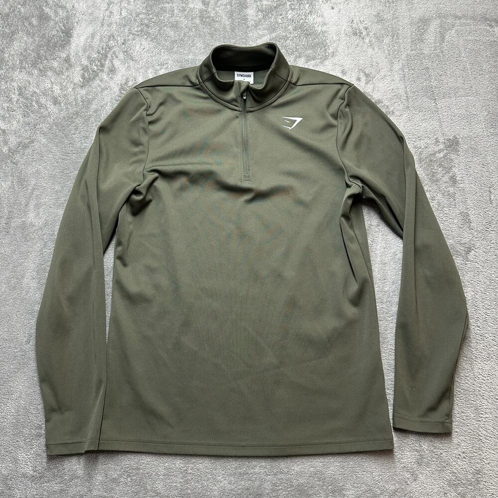 Gymshark Men's Arrival 1/4 Zip Pullover Long Sleeve Shirt Green Size S